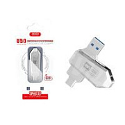USB-флеш (USB 3.0 + Type-C) 64GB XO U50 Серебро