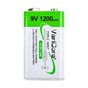 Аккумуляторные батарейки "Крона" 6LR61 VariCore Li-ion 9V 1200 mAh (перезаряжаемые, зарядка через Type-C)