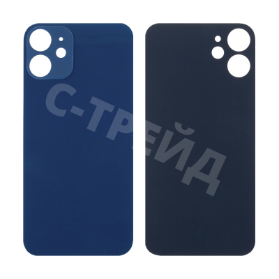 Задняя крышка для iPhone 12 mini (A2399) Синий (стекло, широкий вырез под камеру, логотип)