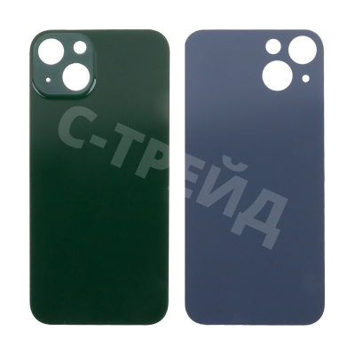 Задняя крышка для iPhone 13 (A2635) Зеленый (стекло, узкий вырез под камеру, логотип) - Премиум