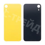 Задняя крышка для iPhone Xr (A2105) Желтый (стекло, монолит, широкий вырез под камеру, логотип) - Премиум