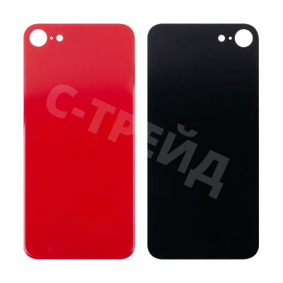 Задняя крышка для iPhone SE 2020 (A2296) Красный (стекло, монолит, широкий вырез под камеру, логотип) - Премиум