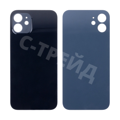 Задняя крышка для iPhone 12 (A2403) Черный (стекло, монолит, широкий вырез под камеру, логотип) - Премиум
