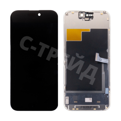 Дисплей для iPhone 15 Pro (A3102) в сборе с тачскрином Черный - JCID (Soft OLED, Full HD, 120 Гц) (с верификацией = с привязкой без ошибки)