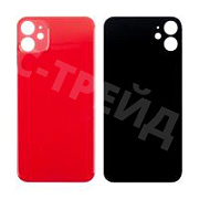 Задняя крышка для iPhone 11 (A2221) Красный (стекло, монолит, широкий вырез под камеру, логотип) - Премиум