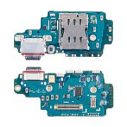 Шлейф для Samsung Galaxy S24 Ultra (S928E/Asia/America version) плата системный разъем/разъем SIM/микрофон - Премиум