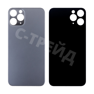 Задняя крышка для iPhone 11 Pro (A2215) Серый (стекло, монолит, широкий вырез под камеру, логотип) - Премиум