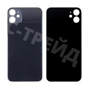 Задняя крышка для iPhone 11 (A2221) Черный (стекло, монолит, широкий вырез под камеру, логотип) - Премиум