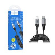 Кабель Type-C - Lightning Hoco X121 (3A, 27W, PD, 1.5 м, пружина) Черный