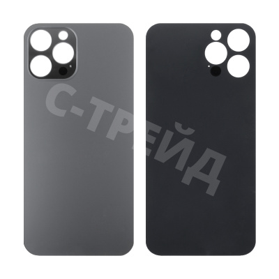 Задняя крышка для iPhone 12 Pro Max (A2411) Серый (стекло, широкий вырез под камеру, логотип)