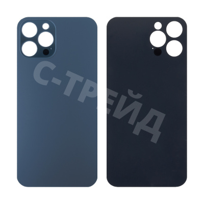 Задняя крышка для iPhone 12 Pro Max (A2411) Синий (стекло, широкий вырез под камеру, логотип)