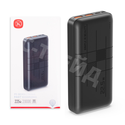 Внешний Аккумулятор (Power Bank) XO PR188 20000 mAh (22.5W, QC3.0, PD, 2USB, MicroUSB, Type-C, LED индикатор) Черный