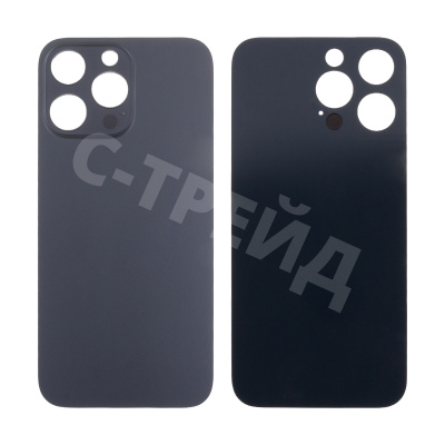 Задняя крышка для iPhone 14 Pro Max (A2895) Черный (стекло, узкий вырез под камеру, логотип) - Премиум