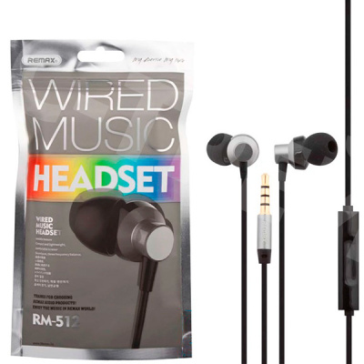 Гарнитура "3,5 мм" Jack Remax RM-512 (вакуумные) Черный