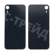 Задняя крышка для iPhone Xr (A2105) Черный (стекло, монолит, широкий вырез под камеру, логотип) - Премиум
