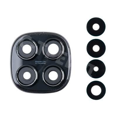 Стекло камеры для Xiaomi Redmi Note 14 Pro 5G (24090RA29G) в сборе с рамкой Черный