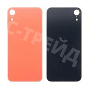 Задняя крышка для iPhone Xr (A2105) Коралловый (стекло, монолит, широкий вырез под камеру, логотип) - Премиум
