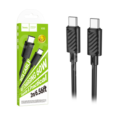 Кабель Type-C - Type-C Hoco X88 (5A, 60W, 2 м) Черный