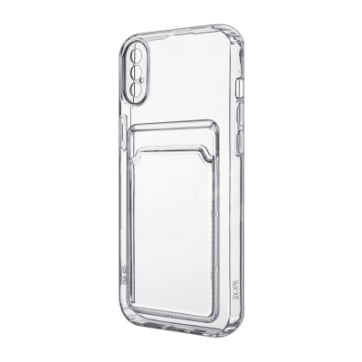 Чехол-накладка для iPhone X/Xs (с защитой камеры, карманом для карт, прозрачный)