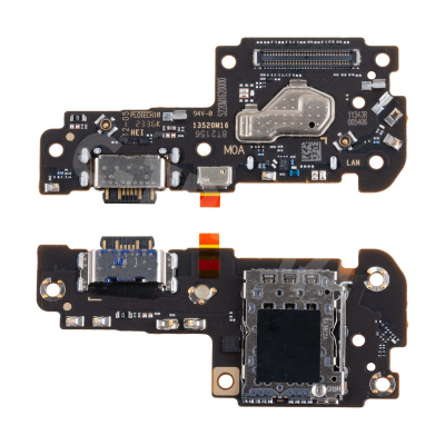 Шлейф для Xiaomi Redmi Note 12 Pro 5G (22101316C/22101316I/22101316G) плата системный разъем/разъем SIM/микрофон - Премиум