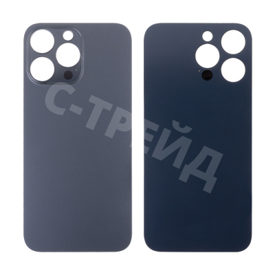 Задняя крышка для iPhone 14 Pro Max (A2895) Черный (стекло, монолит, широкий вырез под камеру, логотип) - Премиум