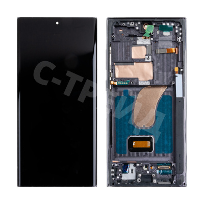 Дисплей для Samsung Galaxy S23 Ultra (S918B) модуль с рамкой Черный - (Soft OLED, 120 Гц) (Full Size)