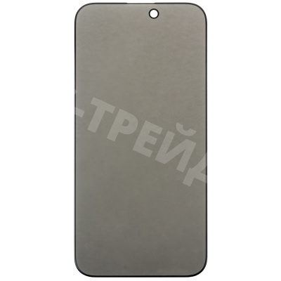 Защитное стекло "Антишпион" для iPhone 14 Pro Max Черный (Закалённое, полное покрытие)