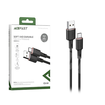 Кабель USB - Type-C Acefast C2-04 (3A, силикон, 1.2 м) Черный