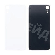 Задняя крышка для iPhone Xr (A2105) Белый (стекло, монолит, широкий вырез под камеру, логотип) - Премиум