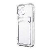 Чехол-накладка для iPhone 12 mini (с защитой камеры, карманом для карт, прозрачный)