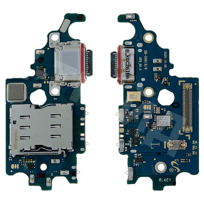 Шлейф для Samsung Galaxy S21 (G991B/EU version) плата системный разъем/разъем SIM/микрофон - Премиум