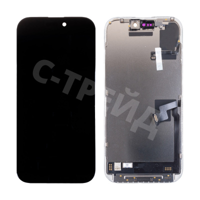 Дисплей для iPhone 16 Pro (A3293) в сборе с тачскрином Черный - (Soft OLED, Full HD, 120 Гц) (с верификацией = с привязкой без ошибки)