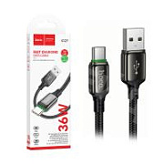Кабель USB - Type-C Hoco X127 (3A, 36W, оплетка нейлон) Черный