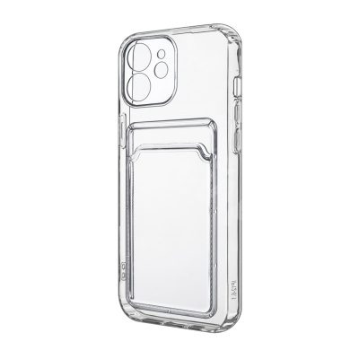 Чехол-накладка для iPhone 12 (с защитой камеры, карманом для карт, прозрачный)