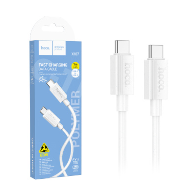 Кабель Type-C - Type-C Hoco X107 (3A, 60W, PD) Белый