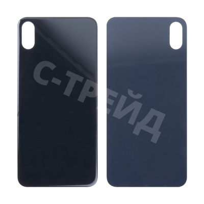Задняя крышка для iPhone Xs Max (A1921/A2101) Серый (стекло, монолит, широкий вырез под камеру, логотип) - Премиум