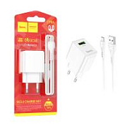 Сетевое зарядное устройство USB Hoco C98A (18W, QС3.0, кабель MicroUSB) Белый