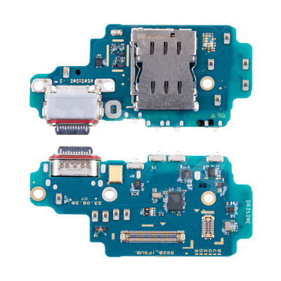 Шлейф для Samsung Galaxy S24 Ultra (S928B/EU version) плата системный разъем/разъем SIM/микрофон - Премиум