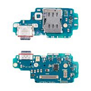 Шлейф для Samsung Galaxy S23 Ultra (S918E/Asia/America version) плата системный разъем/разъем SIM/микрофон - Премиум