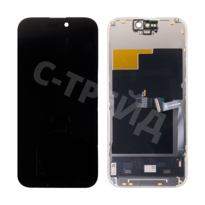Дисплей для iPhone 15 Pro (A3102) в сборе с тачскрином Черный - DD (Soft OLED, Full HD, 120 Гц) (площадка под IC) (COP)