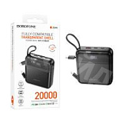 Внешний Аккумулятор (Power Bank) Borofone BJ64A 20000 mAh (22.5W, QC3.0, PD, USB, Lightning, Type-C, кабель Type-C, LCD) Черный