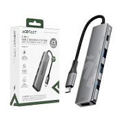 Адаптер Type-C - 5 в 1 Acefast J16 HUB Серый