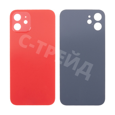 Задняя крышка для iPhone 12 (A2403) Красный (стекло, узкий вырез под камеру, логотип) - Премиум
