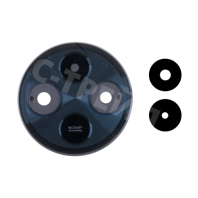 Стекло камеры для Xiaomi Redmi 14C/Poco C75 (2411DRN47C/2410FPCC5G) в сборе с рамкой Черный