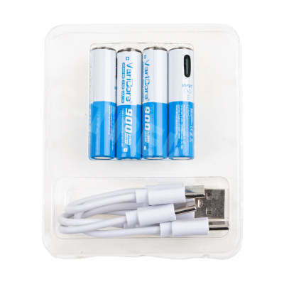 Аккумуляторные батарейки "AAA" VariCore Li-ion 1.5V 600 mAh (4 шт, перезаряжаемые, зарядка через Type-C)