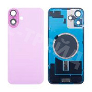 Задняя крышка для iPhone 16 Plus (A3290) в сборе со стеклом камеры Розовый (стекло, монолит, MagSafe, логотип) - Премиум
