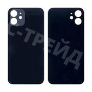 Задняя крышка для iPhone 12 (A2403) Черный (стекло, узкий вырез под камеру, логотип)