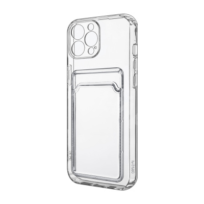Чехол-накладка для iPhone 12 Pro (с защитой камеры, карманом для карт, прозрачный)