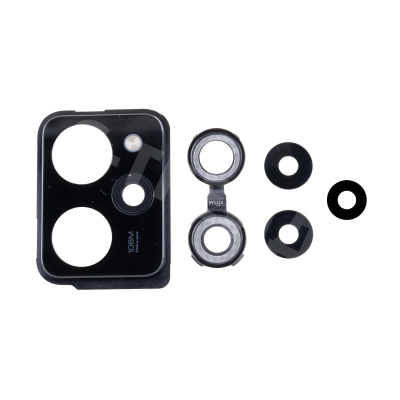 Стекло камеры для Xiaomi Poco X5 Pro 5G (22101320G) в сборе с рамкой Черный