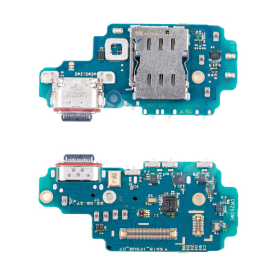 Шлейф для Samsung Galaxy S23 Ultra (S918E/Asia/America version) плата системный разъем/разъем SIM/микрофон - Премиум